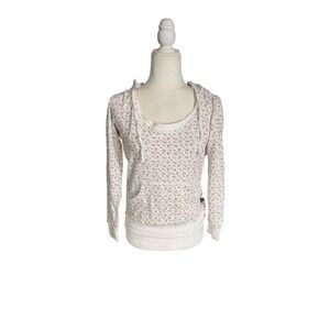 Y2K‎ La Kitty Cherry Print Hoodie White Fitted Long Sleeve Kawaii Small
